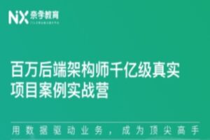 奈学：百万后端架构师千亿级真实项目案例实战营，视频+资料